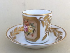 Mokka Espresso Tasse #2 Porcelaine Limoges France Fleurs Peinte À La Main