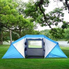 Tente de Camping Familiale 4 à 6 personnes  L 4,6 x l 2,3 x H 1,95 m Bleu Blanc