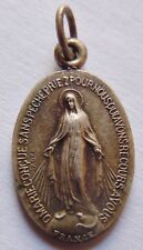 Médaillette Porte Bonheur Poilu WWI Tranchée Guerre 1914 1918 VIERGE MARIE 19mm