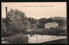CPA Panissières, Etang du Boulevard et route de Feurs 