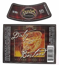 Founders Brewing DIRTY BASTARD SCOTCH STYLE ALE  beer label MI 12oz  Var. #3