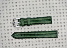 NEUF bracelet montre cuir  18mm vert  foncé boucle metal