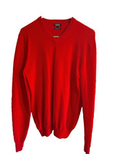 GALERIES LAFAYETTE  pull en cachemire  rouge col v taille  L