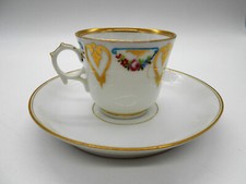 SUPERBE TASSE & SOUS TASSE DÉCOR FLORAL EN PORCELAINE DE PARIS