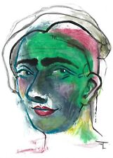 Art contemporain peinture acrylique sur papier portrait homme oeuvre originale 