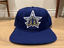 VTG Seattle Mariners New Era Pro Model Snapback Hat Cap 80s 90s Trident Star M L