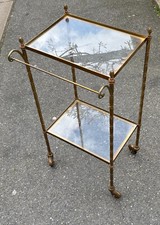 1950/70′ Desserte Roulante Maison Bagués Bronze Decor Bambou Avec PorteServiette