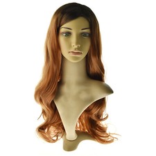 Perruque Blonde Bouclée Longue Ondulée Foncé à Or Femme Cheveux Synthétiques