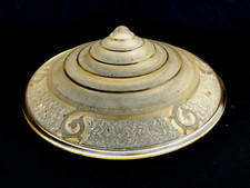 abat jour art deco verre gravé jaune pour lampe champignon vasque lamp desk