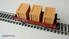 ho lot 3 grandes caisses bois  1/87 ou 1/43 décor train  maquette 56 modélisme