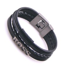 Bracelet en cuir pour hommes et femmes, porte-bonheur Vintage INOXYDABLE FR