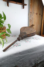 Antique 18th century fireplace bellows, wood leather metal 69 cm functional