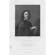 NICOLAS POUSSIN French Baroque Painter - Antique Print 1833