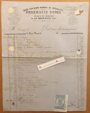 ● La Ferté Macé 1872 pharmacie Duval place du marché facture M. Champerret Orne