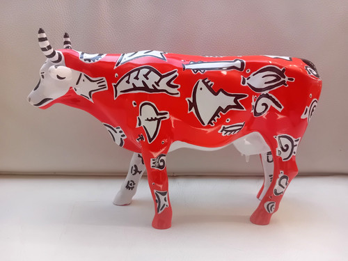 Cow parade poisson résine - cow,