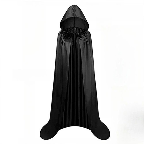 Cape noire capuche 120cm - cape, à