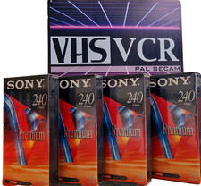 LOT X4 Cassettes Video VHS PREMIUM SONY 240 NEUVE SOUS BLISTER K7 MAGNÉTOSCOPE
