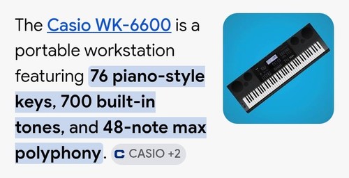 Casio 6600 key - wk-6600, 76-key