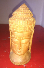 ANTIQUE ASIA TETE BUDDHA BUDDHA INDONESIA Handmade Teak Wooden Statuette,