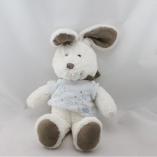 Doudou lapin blanc gris beige