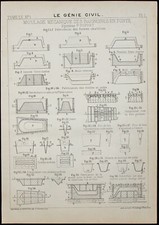1907 - Moulage mécanique des baignoires en fonte - Plan ancien - Génie civil