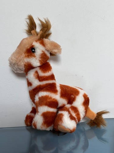 Peluche girafe marron blanche