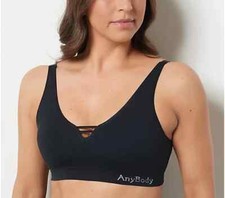 AnyBody Ribbed Seamless Wirefree Bra With Strap Detail,Jet Black Medium A458754