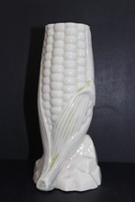 Antique Belleek First Black Mark Porcelain Corn Cob 6 1/8 inch Vase Ireland