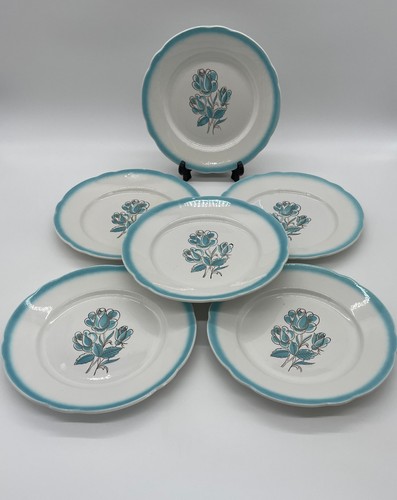 Assiette plate fleurs bleues - plate,