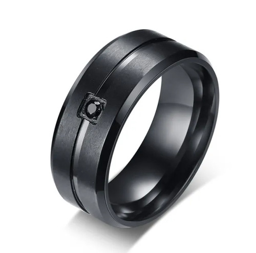 Bague noire acier - bague,