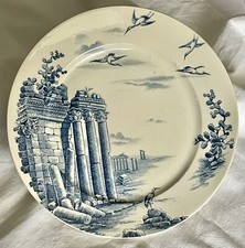 GIEN FAIENCE DESSERT PLATE RUINS GOLD MEDAL DIPLOMA OF HONOR