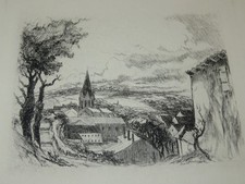 Georges GOBO (1876-1958) EAU FORTE ORIGINALE ORTHEZ PAU BEARN PYRENEEES 1940 a