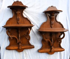 pair of shelves antique wall plateau shelf, bookstore-