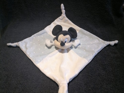 Doudou plat mickey bleu blanc - doudou,