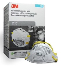 3M 8210 N95 Disposable Protective Respirator Dust Mask, Box Of 20