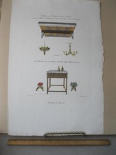 Vintage Print,PLAFOND ET MEUBLES,15th Century,Bibliotheque,Willemin,1819