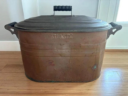 Antique copper boiler wood - antique,