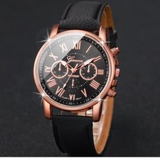 montre cuir homme femme quartz bracelet mode cadeau noël