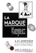 KNITTING YARNS " A SAINTE-GENEVIEVE " ADVERTISING 1933