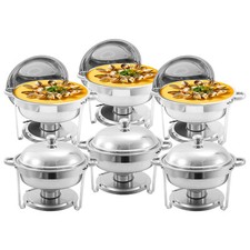 Chafing Dish Buffet Set 6QT Round Food Warmer Stainless Steel Party Chafer Cater