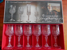 NEUF Coffret 6 verres à vin en cristal d'Arques 17,5 cl Modèle Longchamp