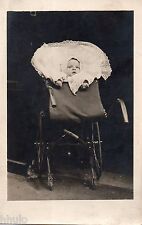 BJ246 Vintage Photo Card RPPC Child Headband Stroller Portrait Baby