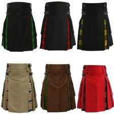 New Men Scottish Handmade Cotton Modern Stylish Different Colors Kilt Fast Ship