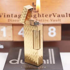 Briquet Dunhill Rollagas motif CHEVRON doré _ nettoyé par ultrasons_fonctionn...