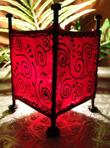 Lanterne orientale budur rouge - lanterne,