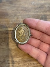 Brooch & Camee & Lava Stone & Profile & Man & XIX