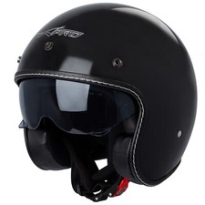Casque Moto Jet Cafe Racer Homologué ECE 22-06 Visière Scooter Custom Noir