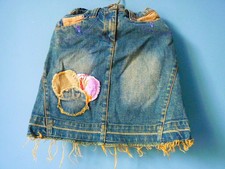 Jupe en jean Fille 4 ans NAF NAF bleu imprimée à franges TBE