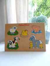 20⚜️ Antique 1992 Fisher Price Farm Animals Wooden Puzzle Vintage