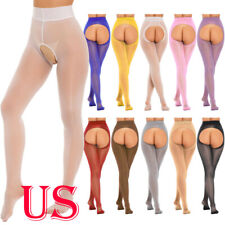 Women's Seamless Tights Open Crotch Pantyhose Ultra-thin Sheer Silk Stockings